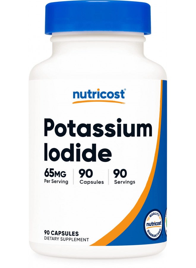 Nutricost نوتريكوست يوديد البوتاسيوم (KI)، 90 كبسولة، 65 ملغ يوديد بوتاسيوم لكل حصة، نباتي، غير معدّل وراثيًا وخالي من الغلوتين - Image 1