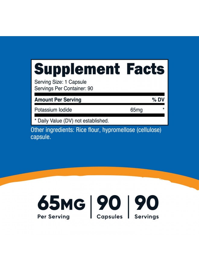 Nutricost نوتريكوست يوديد البوتاسيوم (KI)، 90 كبسولة، 65 ملغ يوديد بوتاسيوم لكل حصة، نباتي، غير معدّل وراثيًا وخالي من الغلوتين - Image 2
