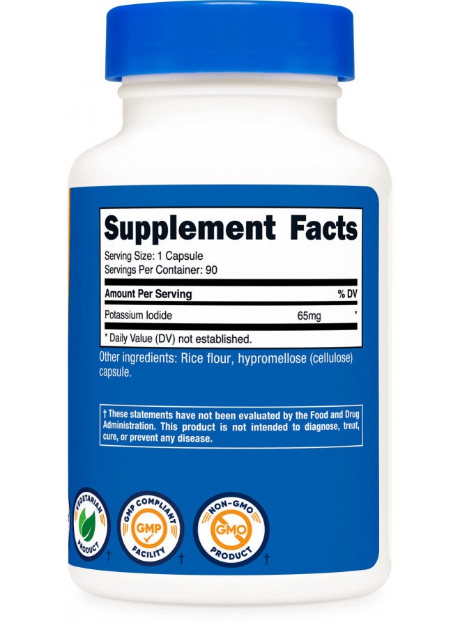 Nutricost نوتريكوست يوديد البوتاسيوم (KI)، 90 كبسولة، 65 ملغ يوديد بوتاسيوم لكل حصة، نباتي، غير معدّل وراثيًا وخالي من الغلوتين - Image 4