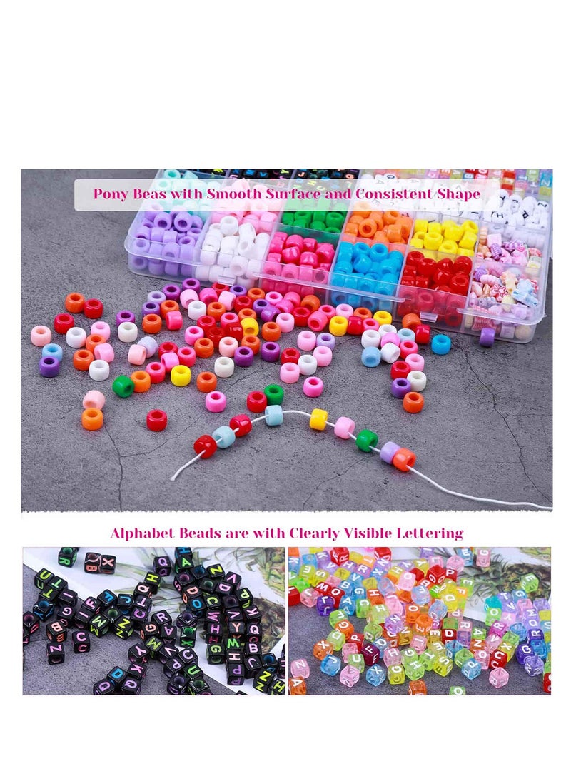 Zikra Bead Bracelet Making Kit Bead Friendship Bracelets Kit with Pony Beads Letter Beads Charm Beads and Elastic String for Bracelet and Jewelry Making DIY - Image 2