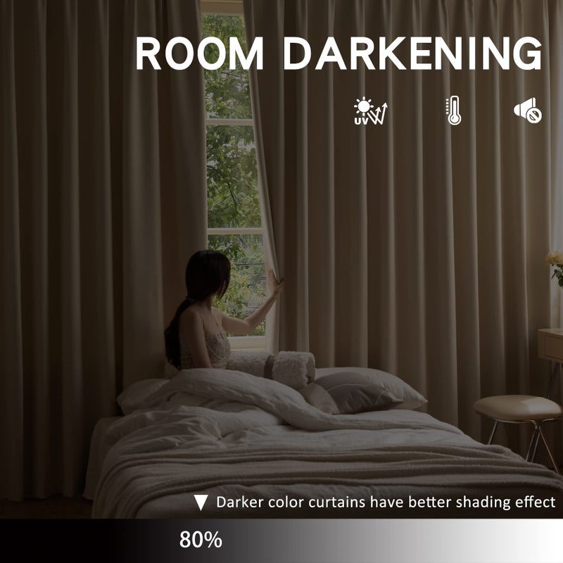 OYRING 90 Inch Length Beige Pinch Pleat Curtain  Room Darkening Thermal Insulated Pleated Drape with Hooks for Traverse Rod Bedroom Living Room  52"" W x 90"" L (1 Panel) - Image 3