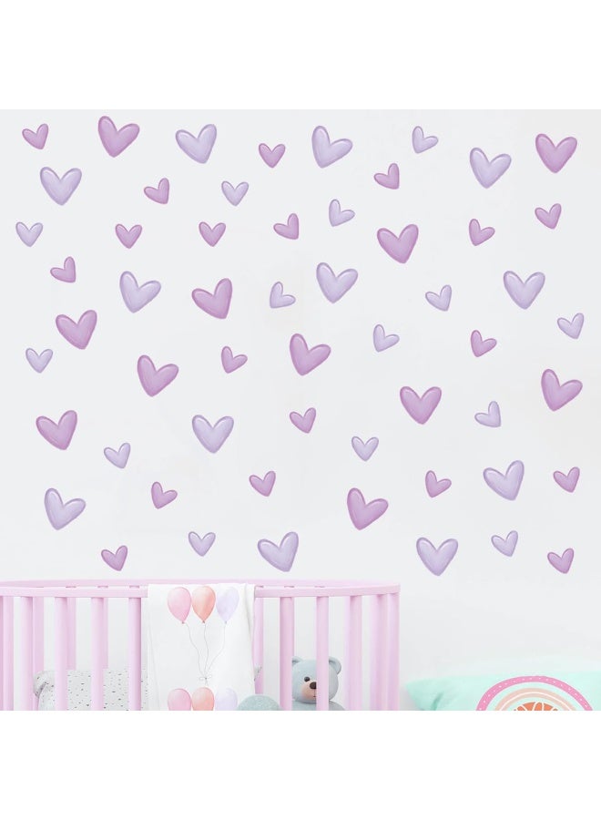 80 pieces of purple heart-shaped wall stickers, suitable for decorating bedrooms, living rooms, girls' rooms, children's rooms, baby care centers, indoor wallpaper, PVC murals - Image 1