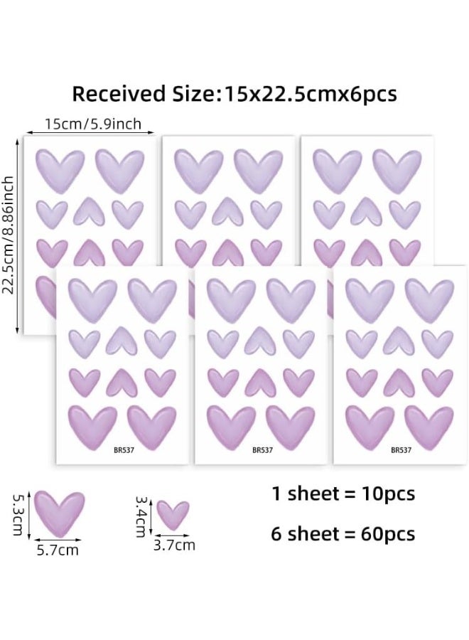 80 pieces of purple heart-shaped wall stickers, suitable for decorating bedrooms, living rooms, girls' rooms, children's rooms, baby care centers, indoor wallpaper, PVC murals - Image 3