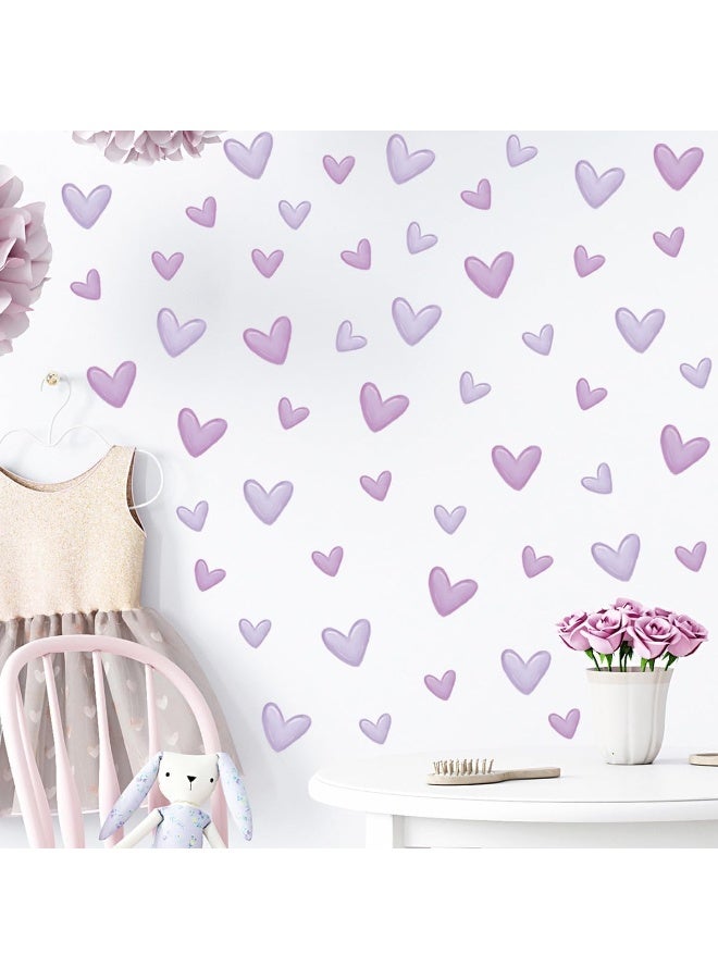 80 pieces of purple heart-shaped wall stickers, suitable for decorating bedrooms, living rooms, girls' rooms, children's rooms, baby care centers, indoor wallpaper, PVC murals - Image 2
