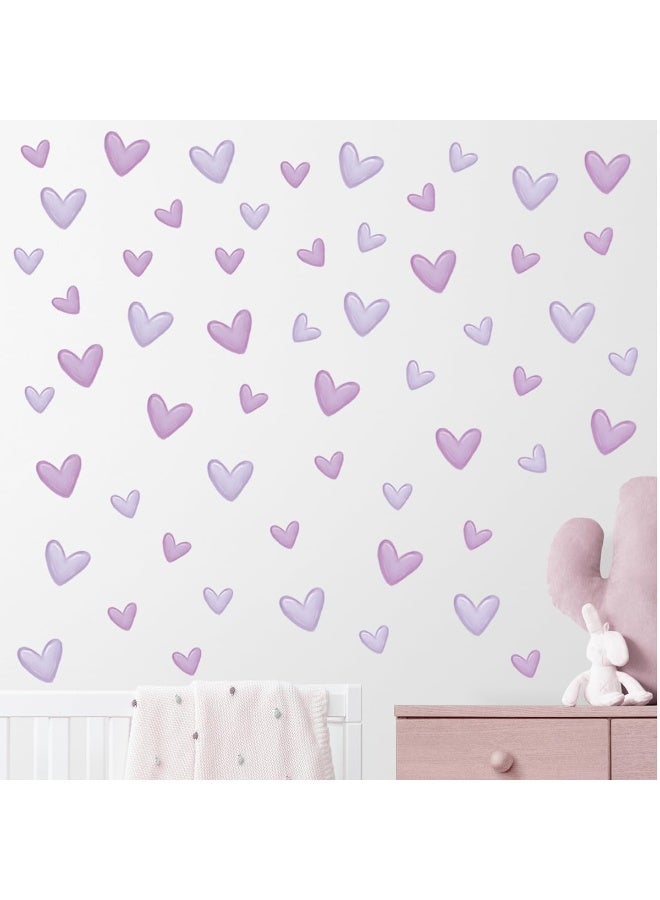 80 pieces of purple heart-shaped wall stickers, suitable for decorating bedrooms, living rooms, girls' rooms, children's rooms, baby care centers, indoor wallpaper, PVC murals - Image 4