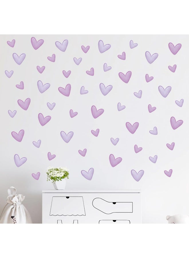 80 pieces of purple heart-shaped wall stickers, suitable for decorating bedrooms, living rooms, girls' rooms, children's rooms, baby care centers, indoor wallpaper, PVC murals - Image 5