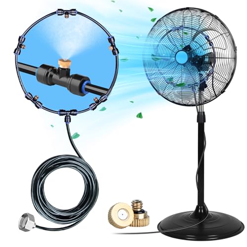 homenote Fan Misting Kit for a Cool Patio Breeze 16.4FT Misting Line, 5 Removable Brass Nozzle and Solid Brass Adapter(3/4"), Outdoor Mister Fan for Patio Cooling - Image 1