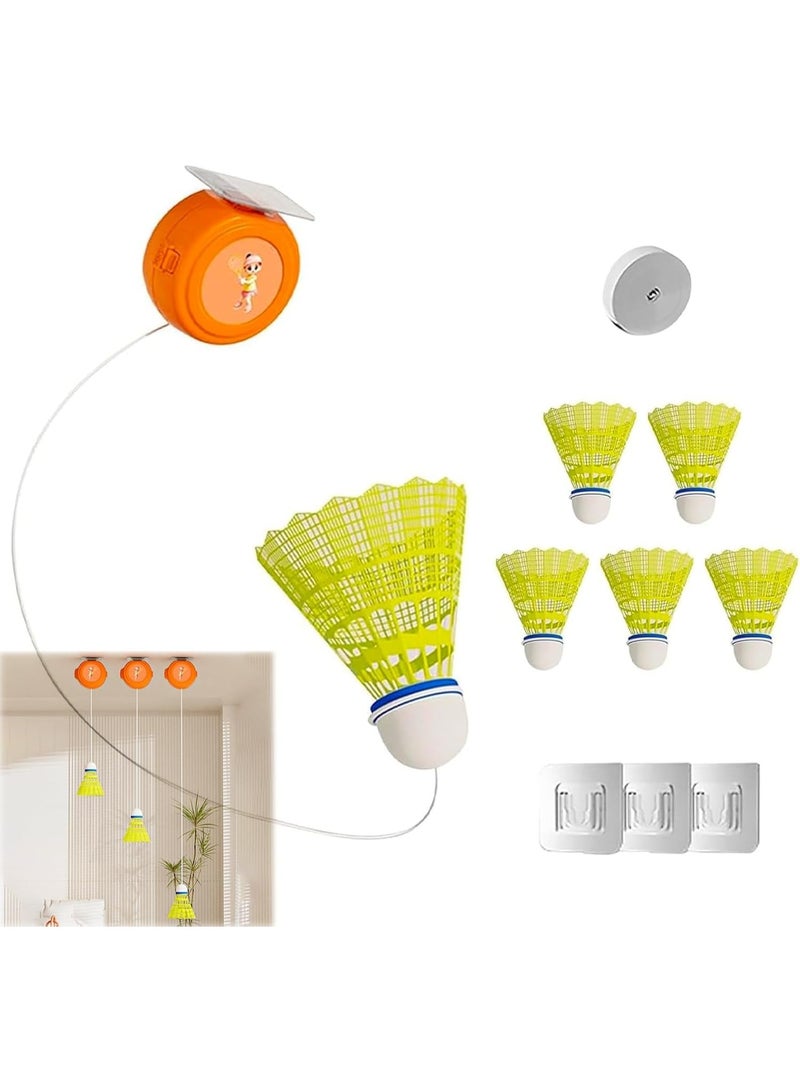 Soofam Badminton Self Training Tool Badminton Self Practice Trainer Aid Badminton Single-Player Rebound Trainer Portable Badminton Set for Indoor Sports Activities 6 Balls + 1 Trainer - Image 1