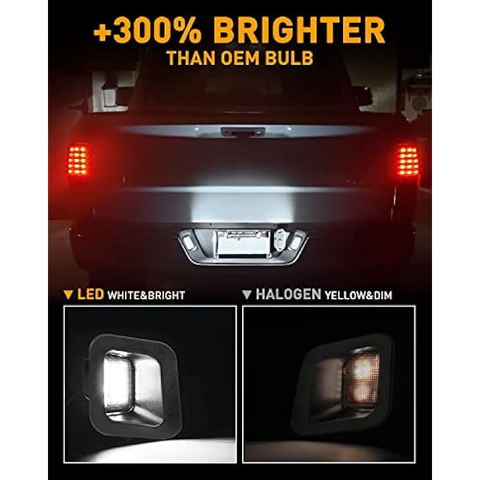 SYOSI Full Led License Plate Light Tag Light  For 20032018 Dodge Ram 1500 2500 3500 Pickup Truck 6000K White Tag Lamp Assembly Replacement 2 Pcs - Image 2
