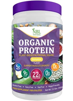 NBL Natural Plant Based Organic Protein Powder, Vegan For Men And Women, 22g Protein Per Serving, Banana, 2.2 Lb, 25 Servings  - Image 1