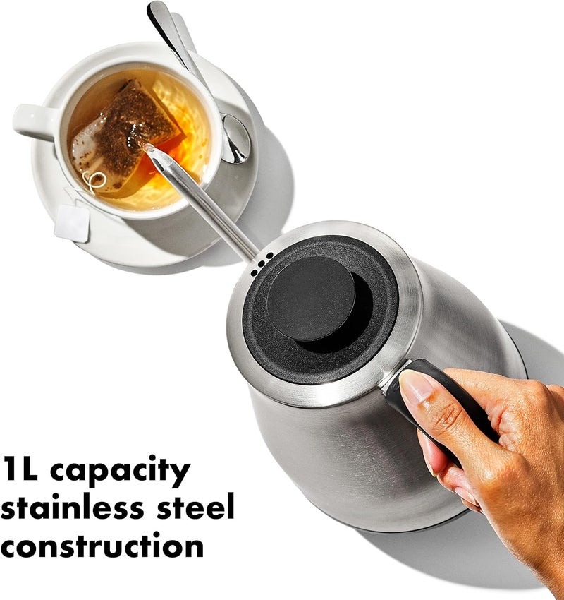 OXO OXO Brew Gooseneck Electric Kettle  Hot Water Kettle Pour Over Coffee  Tea Kettle Adjustable Temperature BuiltIn Brew Timer Stainless Steel 1Lu200b  - Image 2