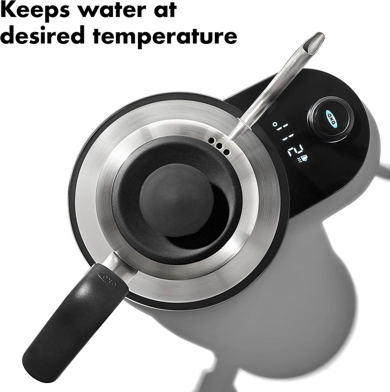 OXO OXO Brew Gooseneck Electric Kettle  Hot Water Kettle Pour Over Coffee  Tea Kettle Adjustable Temperature BuiltIn Brew Timer Stainless Steel 1Lu200b  - Image 5