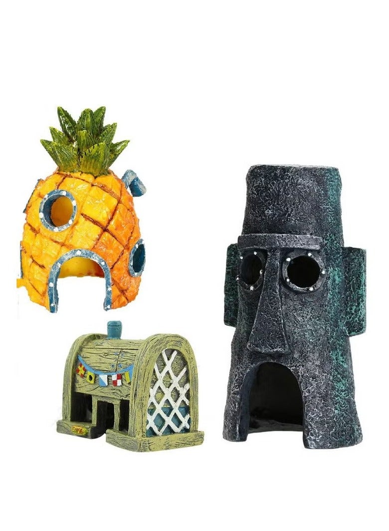 Generic Tankii Aquarium Decor Ornament 3 in 1 House 