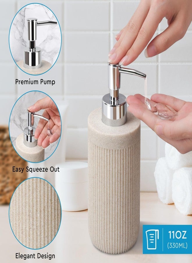 Deobath Bathroom Accessory Set 5Pcs- Lotion Soap Dispenser,Toothbrush Holder,Qtip Holder Dispenser,Vanity Tray and Soap Dish-Modern Bathroom Decor Vanity Countertop Organizer,Beige - Image 4