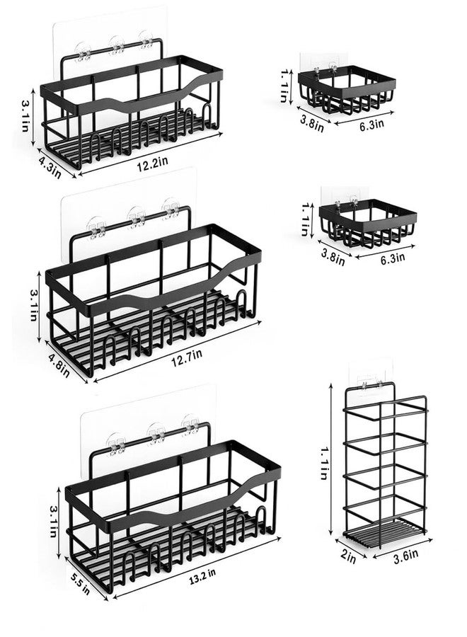 TORO Stainless Steel Self Adhesive Bathroom Shelf for Wall Bathroom Organiser for Accessories Items Bathroom Stand/Rack/Shelves Without Drilling (Black, Pack 06) - Image 2