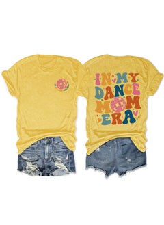 Fashionable Short Sleeve T-shirt For Women In My Dance Mom Era Ball New Style Crew Neck Tee Yellow front chest (color picture)