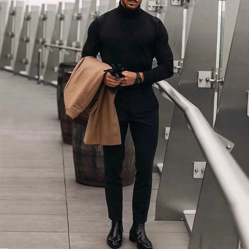 2025 New High-Neck Bottoming Shirt Men'S Cashmere Bottoming Shirt High-Elastic Men'S Long-Sleeved Bottoming Shirt - Image 4