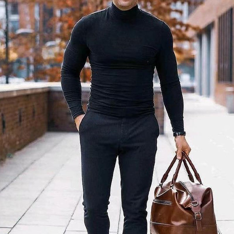 2025 New High-Neck Bottoming Shirt Men'S Cashmere Bottoming Shirt High-Elastic Men'S Long-Sleeved Bottoming Shirt - Image 3