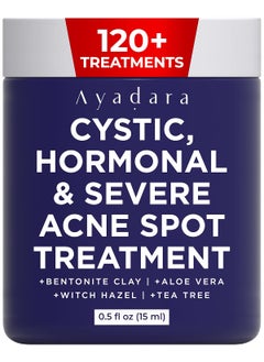 AYADARA Cystic Acne Spot Treatment Overnight Hormonal Cystic Acne Treatment for Face Women Men and Teens Cystic Hormonal Acne Treatment for Body Pimple Cream Sulfur Acne Spot Treatment 120 Uses 