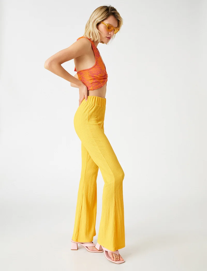 كوتون Flared High Waist Trousers