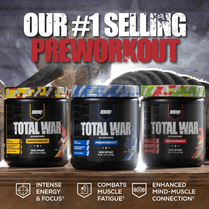 REDCON1 Total War Pre Workout Powder Baja Bomb  Beta Alanine  Citrulline Malate Keto Friendly Preworkout for Men  Women with 320mg of Caffeine  Fast Acting 30 Servings - Image 4