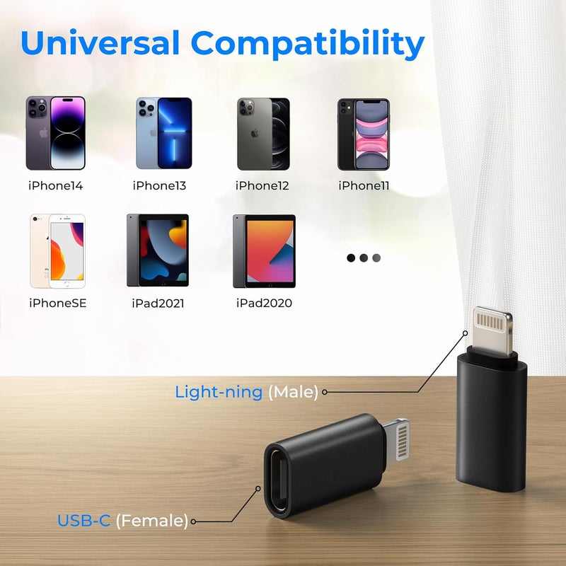 Tobfit Tobfit Light ning Female to USB C Male Adapter for iPhone 16 15 Pro Max Plus,for iPad Air,for Samsung,Support 27W PD Fast Charging&Data Transfer,Type C Charger Connector Cable,Not for Audio/OTG - Image 4