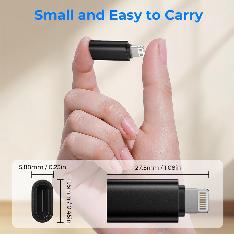 Tobfit Tobfit Light ning Female to USB C Male Adapter for iPhone 16 15 Pro Max Plus,for iPad Air,for Samsung,Support 27W PD Fast Charging&Data Transfer,Type C Charger Connector Cable,Not for Audio/OTG - Image 2