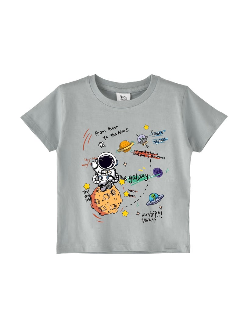 Yoo Street From Moon to Mars Space Themed Kids T Shirt for Boys and Girls Comfortable and Fun Outer Space Design