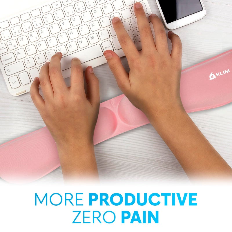 KLIM Mouse & Keyboard Wrist Rest Set - Silky Gel Memory Foam - Ergonomic Wrist Rest for Computer Keyboard, Wrist Pad for Keyboard + Wrist Rest for Mouse - for Gaming and Office - Pain Relief - Pink - Image 2