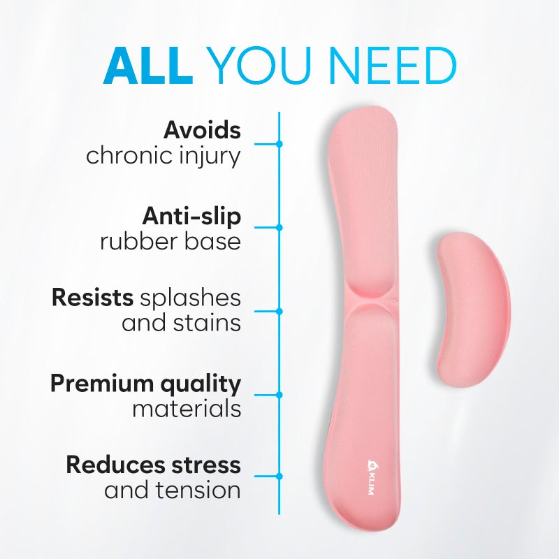 KLIM Mouse & Keyboard Wrist Rest Set - Silky Gel Memory Foam - Ergonomic Wrist Rest for Computer Keyboard, Wrist Pad for Keyboard + Wrist Rest for Mouse - for Gaming and Office - Pain Relief - Pink - Image 5