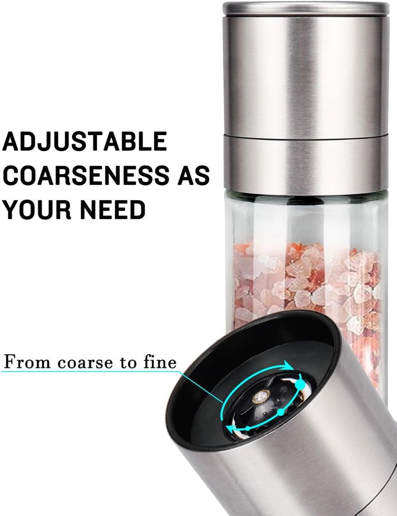 Gulex ® Salt Grinder Pepper Mill, Refillable, Adjustable Coarseness Black Pepper Grinder, Stainless Steel Sea Salt Shaker with Ceramic Rotor(Seasoning not included) - Image 2
