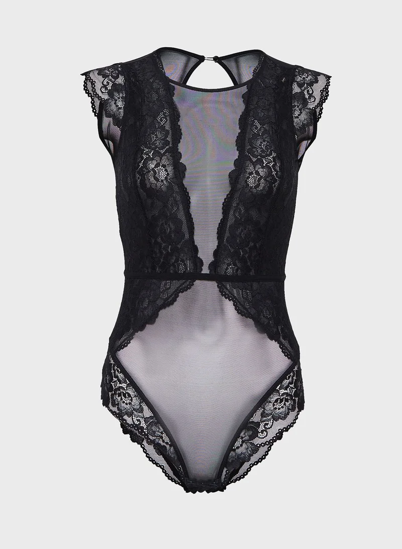 ايلا Lace Sheer Plunge Body