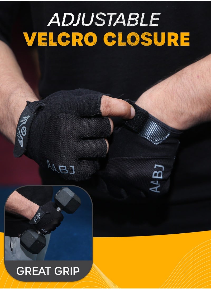 ABJ - Premium Gym Gloves for Men and Women - Versatile Fitness Gloves with Silicone Padding, Breathable Design, Air Vents, and Injury Prevention for Weightlifting, Hiking, Cycling, CrossFit, and Cardio - Image 1