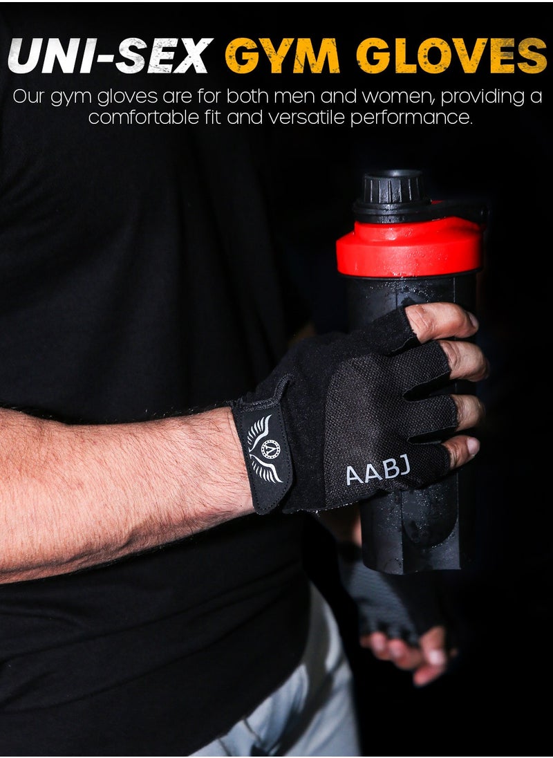 ABJ - Premium Gym Gloves for Men and Women - Versatile Fitness Gloves with Silicone Padding, Breathable Design, Air Vents, and Injury Prevention for Weightlifting, Hiking, Cycling, CrossFit, and Cardio - Image 1