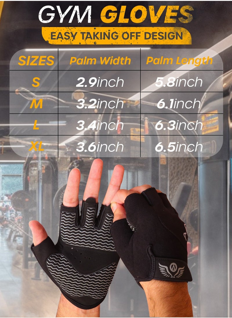 ABJ - Premium Gym Gloves for Men and Women - Versatile Fitness Gloves with Silicone Padding, Breathable Design, Air Vents, and Injury Prevention for Weightlifting, Hiking, Cycling, CrossFit, and Cardio - Image 1