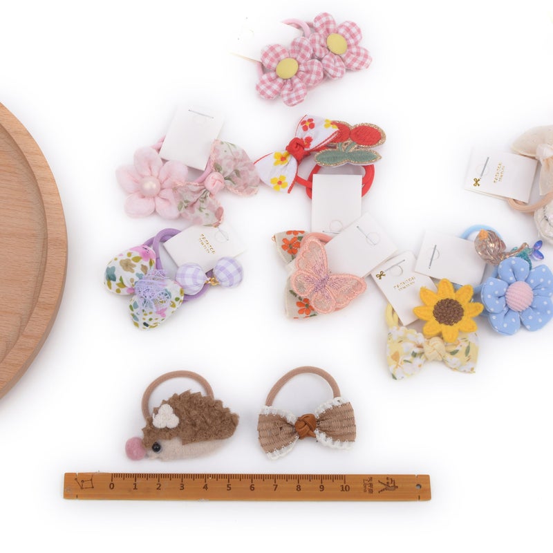 BIANHUAN 10 pairs Hair Ties With Bows 1.2 Inch Small, Ponytail Holders Pigtails Elastic Bands Hair Accessories For [Toddler] Kids [Baby] [Girl]s (Set-F) - Image 2