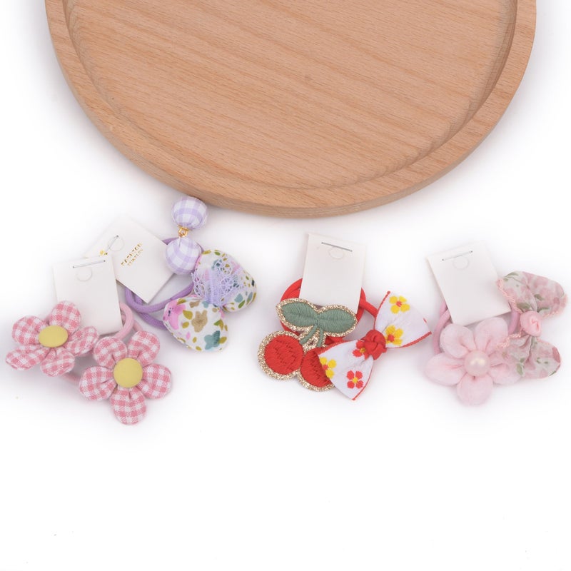 BIANHUAN 10 pairs Hair Ties With Bows 1.2 Inch Small, Ponytail Holders Pigtails Elastic Bands Hair Accessories For [Toddler] Kids [Baby] [Girl]s (Set-F) - Image 3