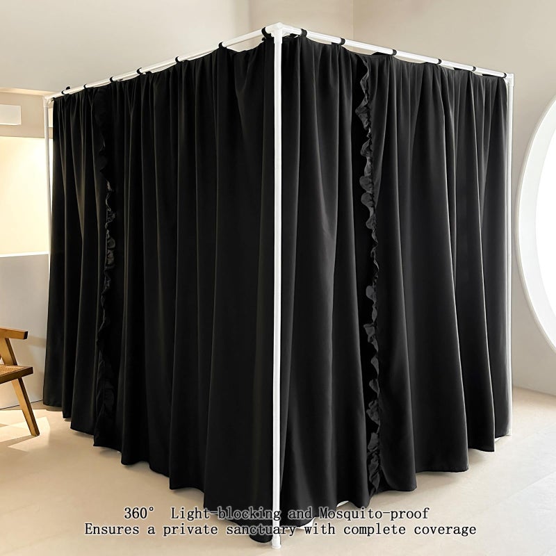 AIKASY Princess Canopy Bed Curtains with Top Ties - Windproof & Lightproof for Girls' Adult Bedroom Decor | Bed Canopy Drapes (Full,Black) - Image 5