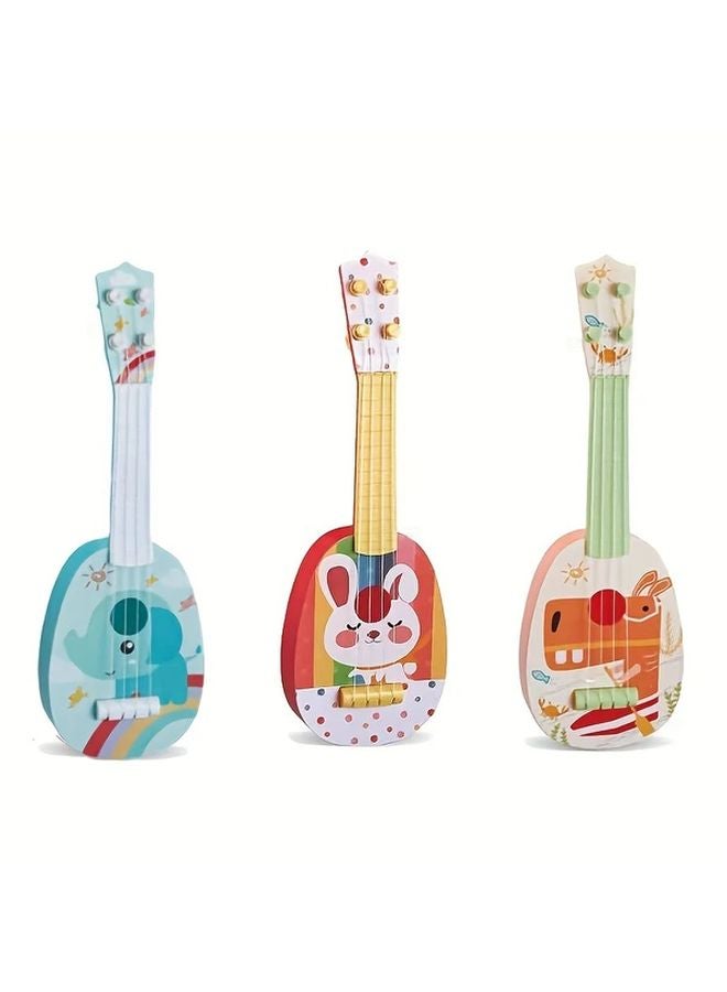14 Inch Mini Ukulele Guitar Toy With Rabbit Design Color Changing Strap Educational Musical Instrument For Beginners - Image 5