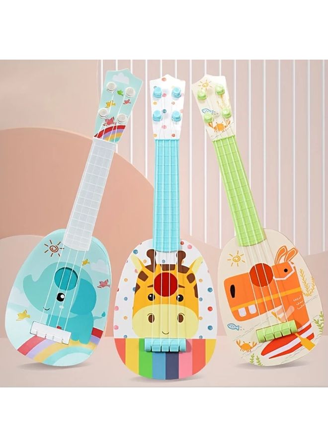 14 Inch Mini Ukulele Guitar Toy With Rabbit Design Color Changing Strap Educational Musical Instrument For Beginners - Image 2