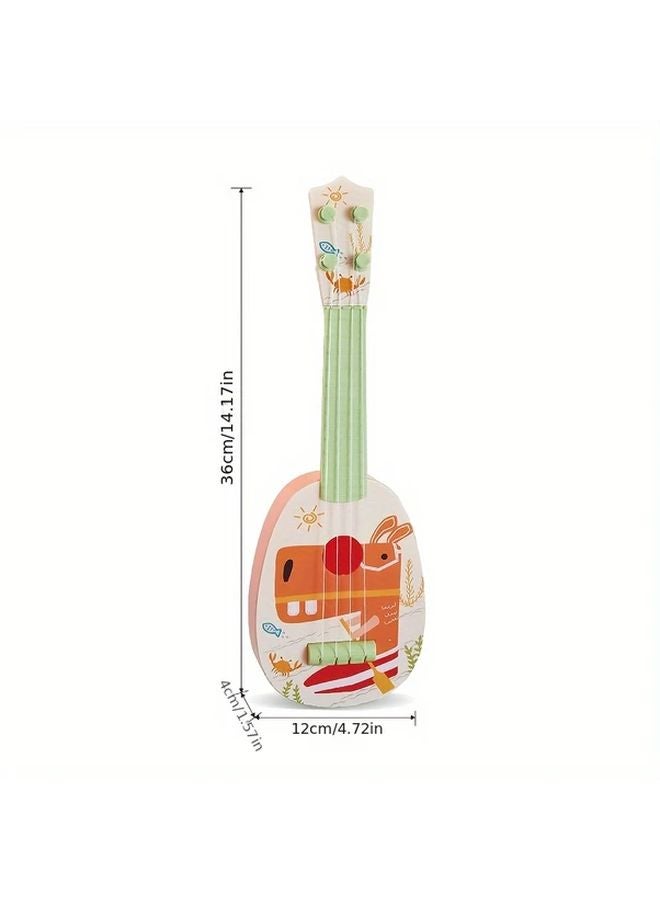 14 Inch Mini Ukulele Guitar Toy With Rabbit Design Color Changing Strap Educational Musical Instrument For Beginners - Image 3