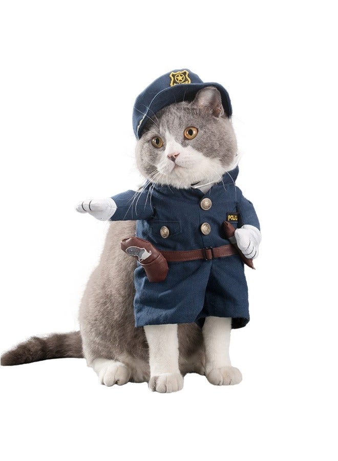 CCOVERY زي حيوانات أليفة للكلاب والقطط، زي حيوانات أليفة مضحك، زي شرطة للكلاب والقطط مع قبعة - Image 1
