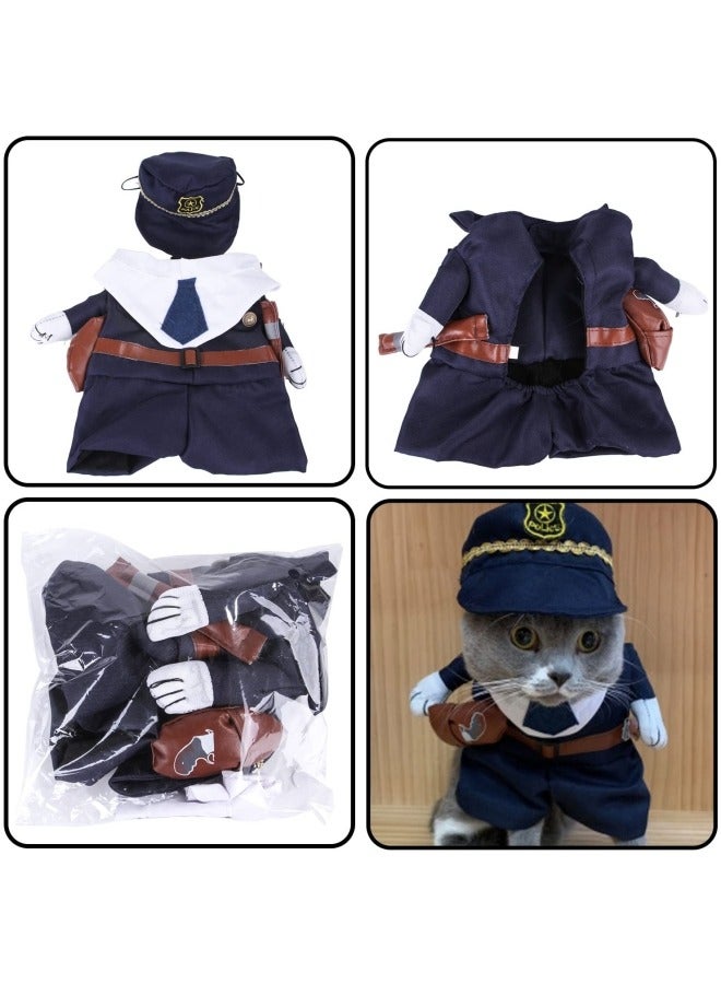 CCOVERY زي حيوانات أليفة للكلاب والقطط، زي حيوانات أليفة مضحك، زي شرطة للكلاب والقطط مع قبعة - Image 2