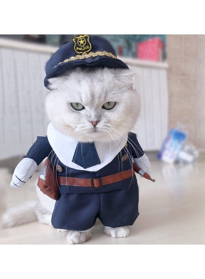 CCOVERY زي حيوانات أليفة للكلاب والقطط، زي حيوانات أليفة مضحك، زي شرطة للكلاب والقطط مع قبعة - Image 4