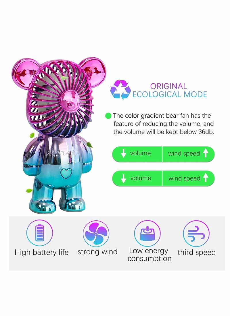 Generic Handheld Fan Portable Fan Mini Hand Held Fan with USB Rechargeable Battery 3 Speed Personal Desk Table Fan with Base Handheld Fan for Outdoor Travelling or Indoor Office Home Green  - Image 3