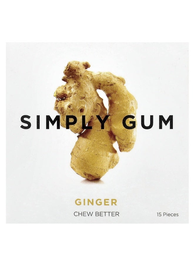 SIMPLY GUM Simply Gum, Chewing Gum, Ginger , 15 Pieces - Image 1
