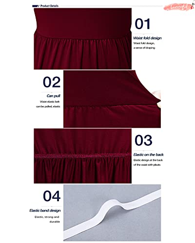 AUSELILY Women's Long Sleeve Dress Loose Plain Long Casual Maxi Dresses with Pockets 2025 New Wine Red M - Image 3