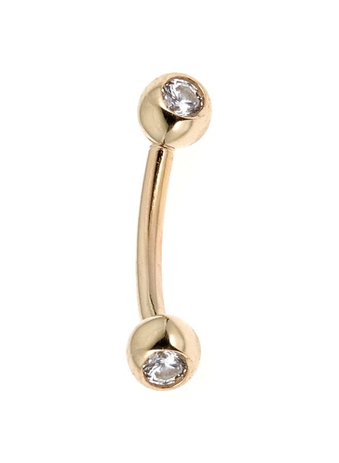 Ritastephens 14k Solid Gold Eyebrow Ring Jewelry 16 Gauge Cubic Zirconia (Yellow or White) - Image 1