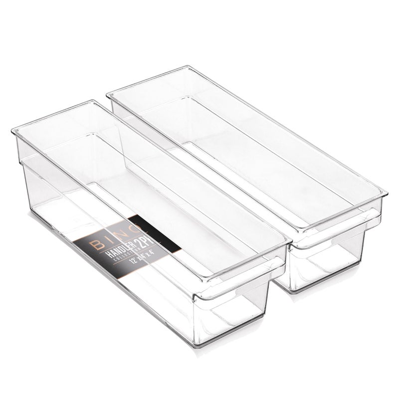 BINO | Plastic Storage Bins, Small - Shallow | THE HANDLER COLLECTION | Multipurpose Organizer Bins | Kitchen Pantry Organizers and Storage | Clear Containers for Organizing Home | Freezer Organizer - Image 1