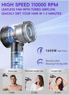 Perfii Smooth Shining Hair Dryer, High-Speed 11000 RPM Turbo Motor, 600 Million Negative Ionic Hair Protection, 9 Modes Temperature and Airspeed Control, Low Noise and Lightweight  - Image 3